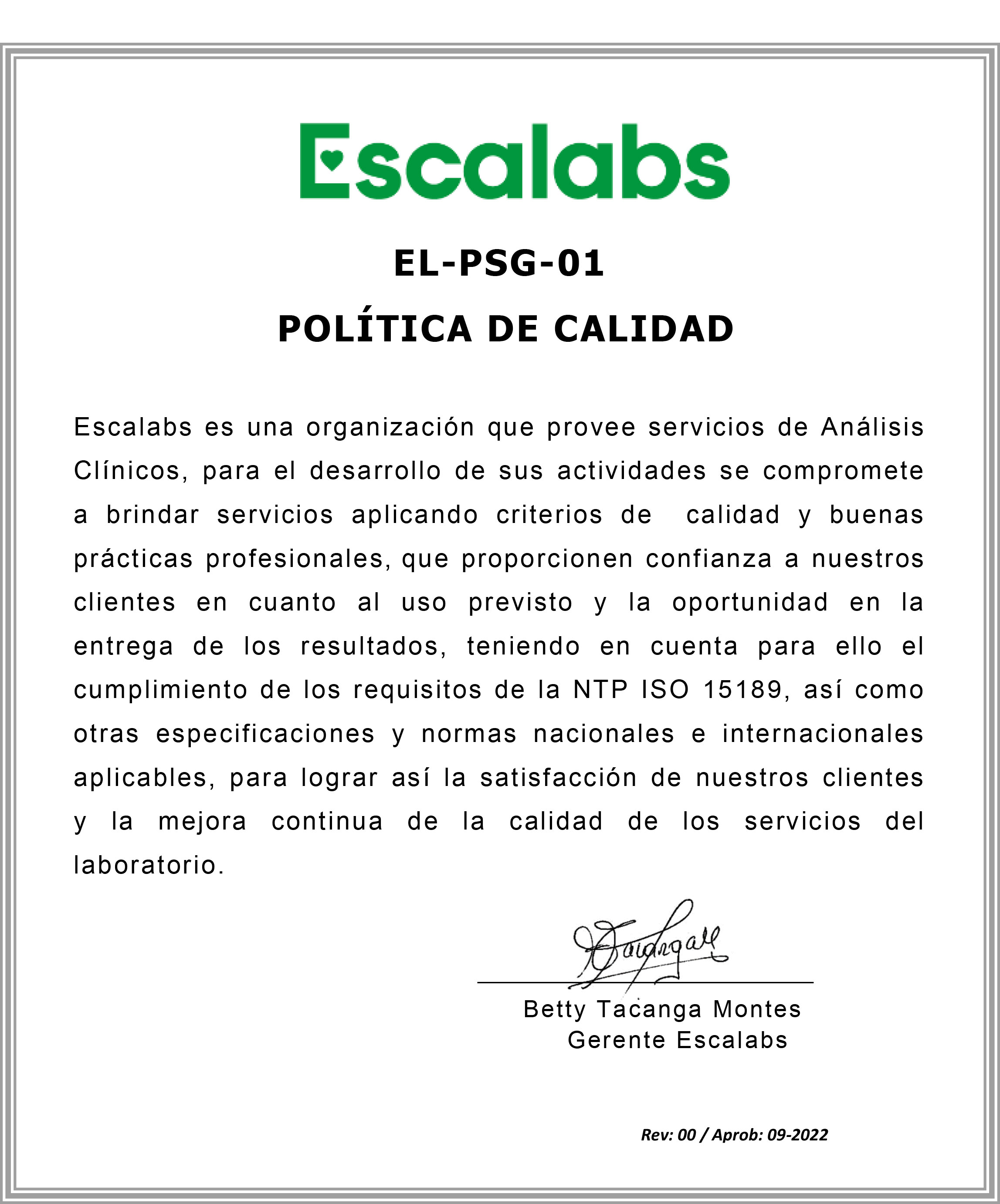 Política de calidad